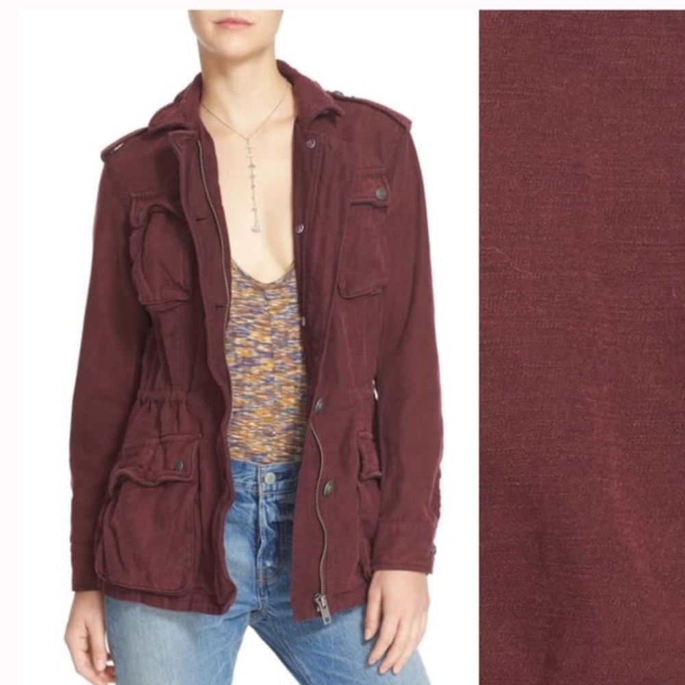 Maroon Free People utility jacket